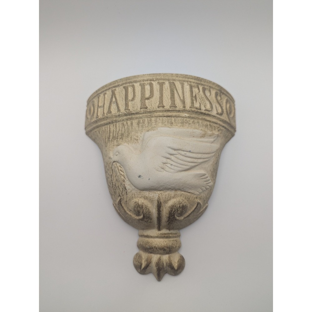 Royal Creations‎ Vtg 1976 Happiness Dove Cast Metal Wall Pocket Planter Distress